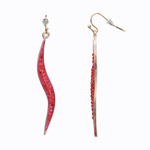 Red Dangling Swirl Earrings Approx 2.5 inch (#5)